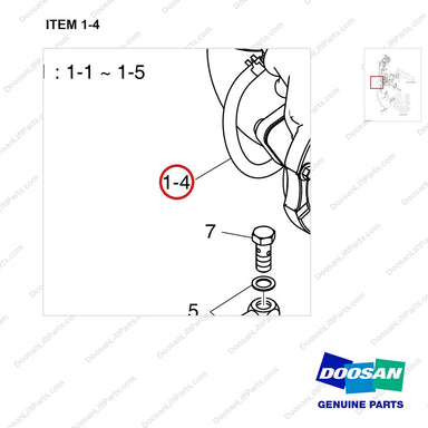 150105-00921B TURBOCHARGER - parts diagram, item 1-4 shown - genuine Doosan / Bobcat forklift part
