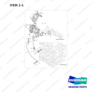 150105-00958C TURBOCHARGER - full parts diagram, item 1-1 marked - genuine Doosan / Bobcat forklift part