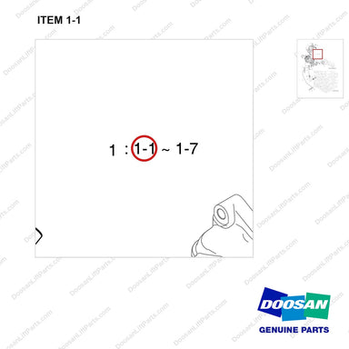 150105-01168 TURBOCHARGER - parts diagram, item 1-1 shown - genuine Doosan / Bobcat forklift part