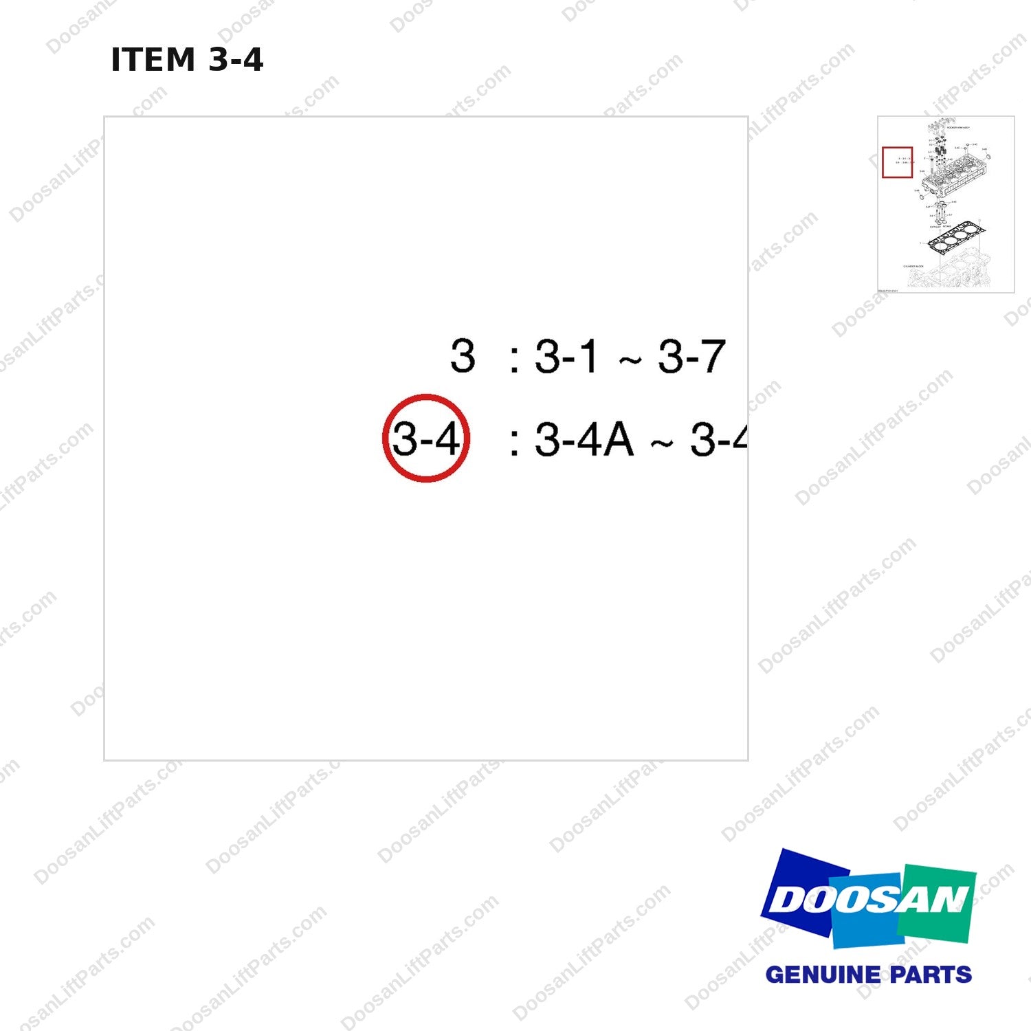 150113-00145F CYLINDER HEAD - parts diagram, item 3-4 shown - genuine Doosan / Bobcat forklift part