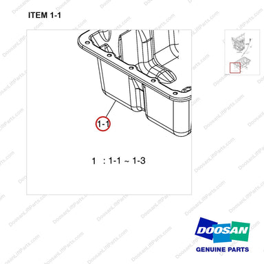 150119-01001 OIL PAN - parts diagram, item 1-1 shown - genuine Doosan / Bobcat forklift part