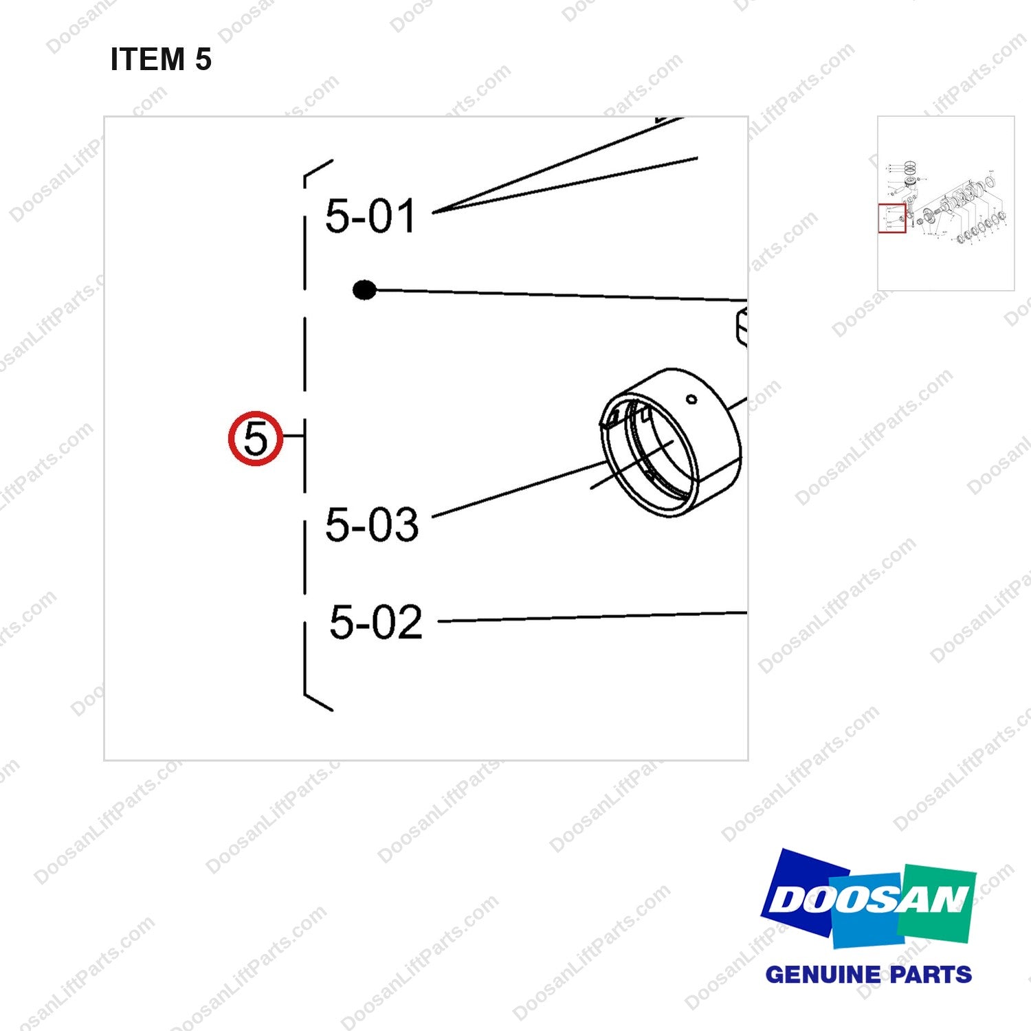150121-00533 PISTON AND CRANKSHAFT GP - STD - parts diagram, item 5 shown - genuine Doosan / Bobcat forklift part