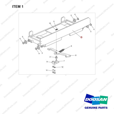 160302-00033 Bed Ass'y - Battery ,Curtis - full parts diagram, item 1 marked - genuine Doosan / Bobcat forklift part