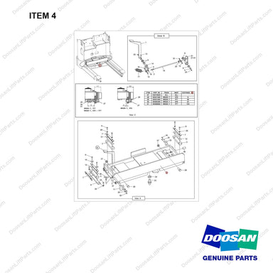 160302-00035 Battery Bed Gp, Curtis - full parts diagram, item 4 marked - genuine Doosan / Bobcat forklift part