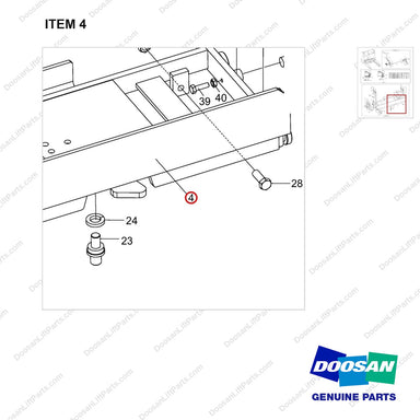 160302-00035 Battery Bed Gp, Curtis - parts diagram, item 4 shown - genuine Doosan / Bobcat forklift part