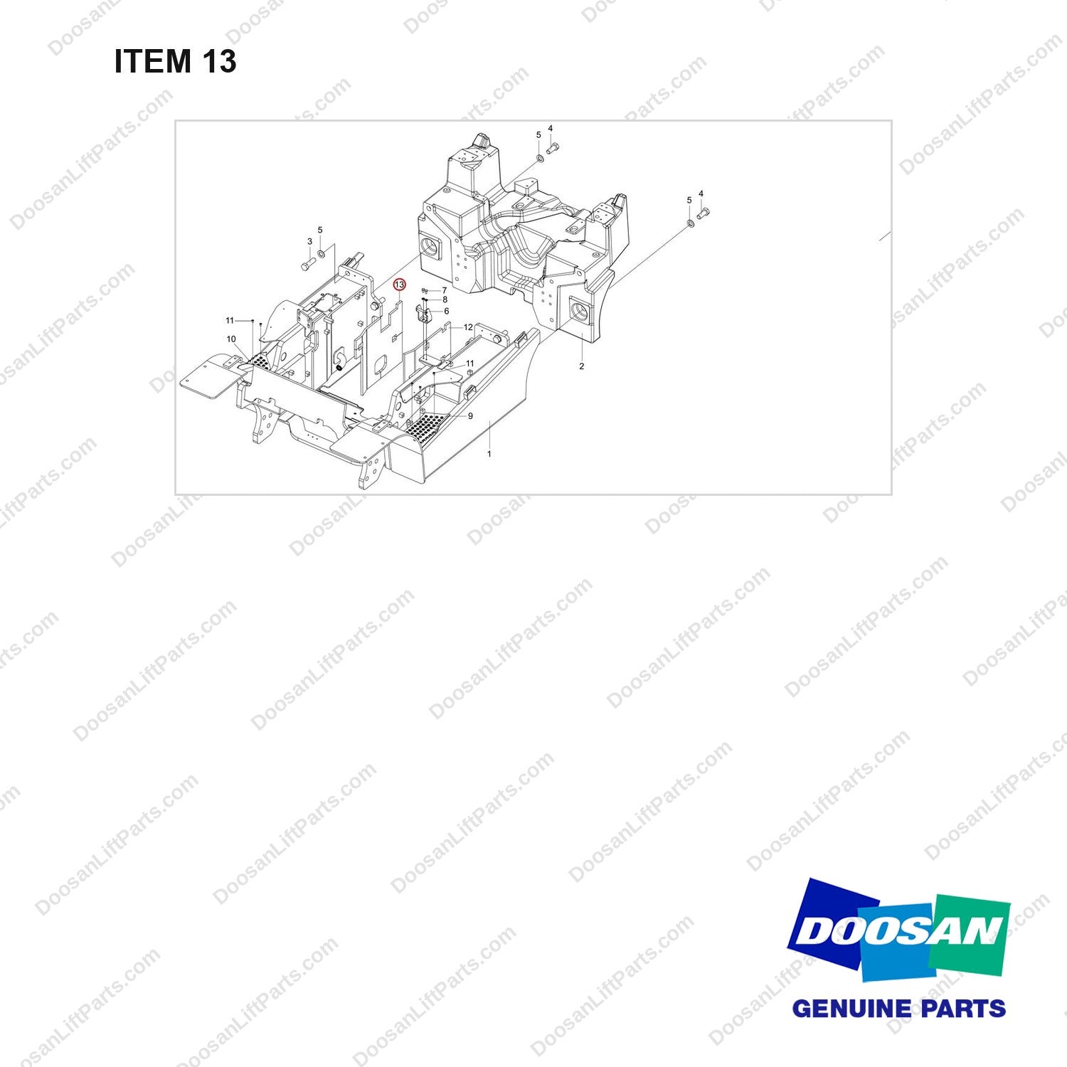 180101-00028 FRAME MODULE;GC35S - full parts diagram, item 13 marked - genuine Doosan / Bobcat forklift part