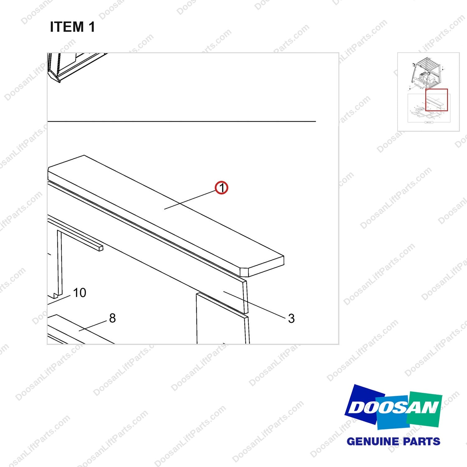 180102-01057 FOAM ASSY;T4,LOCAL - parts diagram, item 1 shown - genuine Doosan / Bobcat forklift part