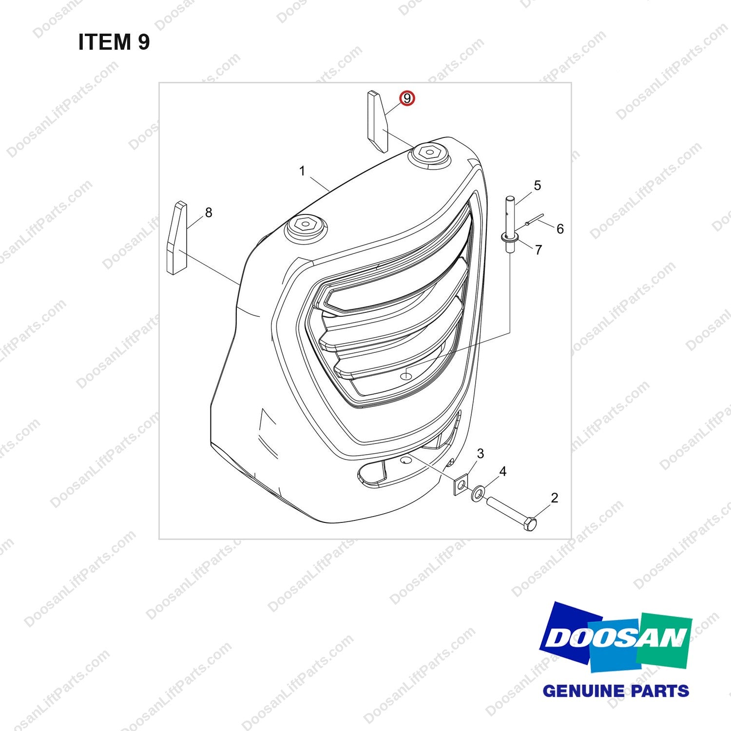 180102-02772 COUNTERWEIGHT GROUP;GC20SC,NEW GCT T3,BOBCAT - full parts diagram, item 9 marked - genuine Doosan / Bobcat forklift part