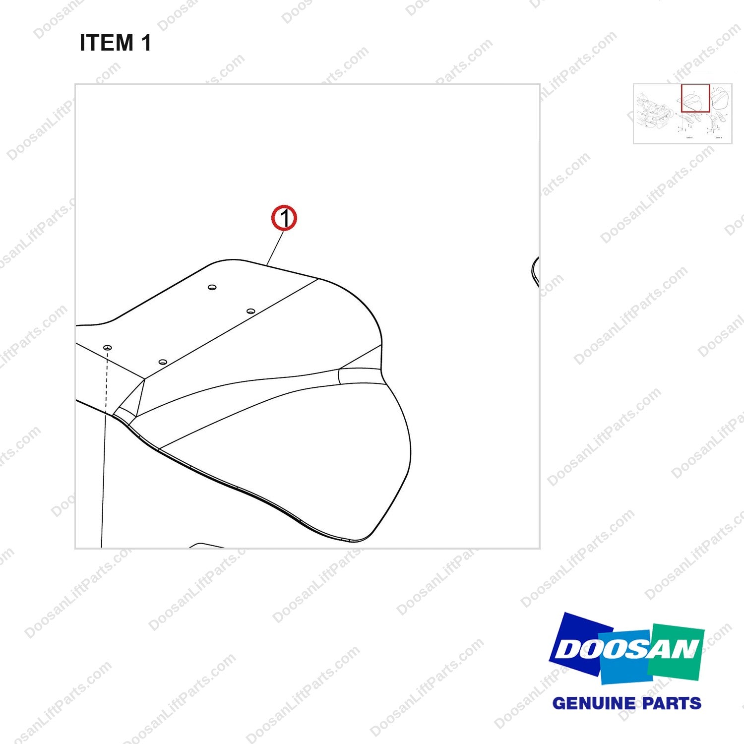 180316-00047 MUDGUARD GROUP - parts diagram, item 1 shown - genuine Doosan / Bobcat forklift part