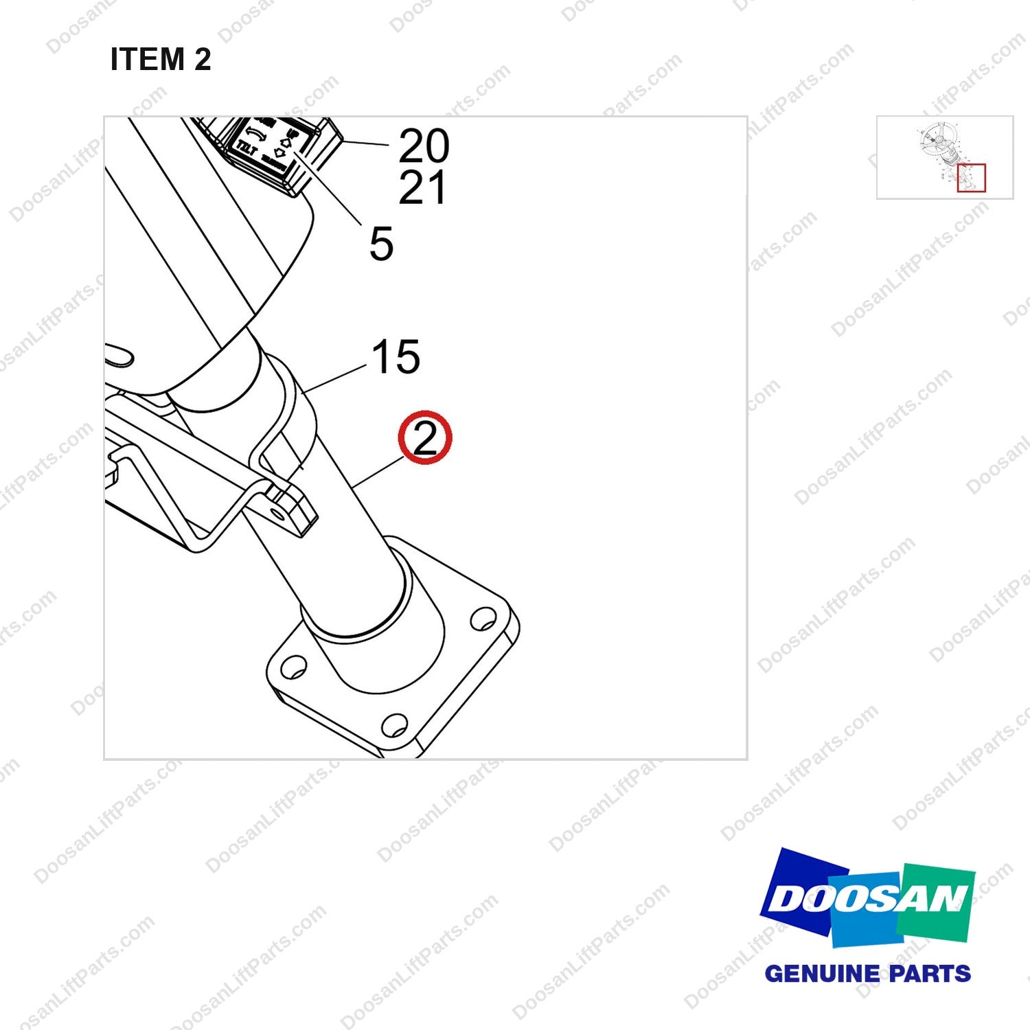 190108-01059 FCU GROUP;4SHIFT;FUNCTIONAL SAFETY - parts diagram, item 2 shown - genuine Doosan / Bobcat forklift part