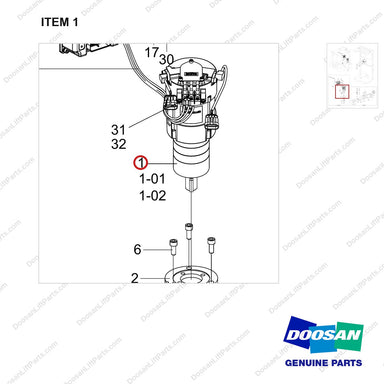 190202-00241 STEERING;EPS - parts diagram, item 1 shown - genuine Doosan / Bobcat forklift part