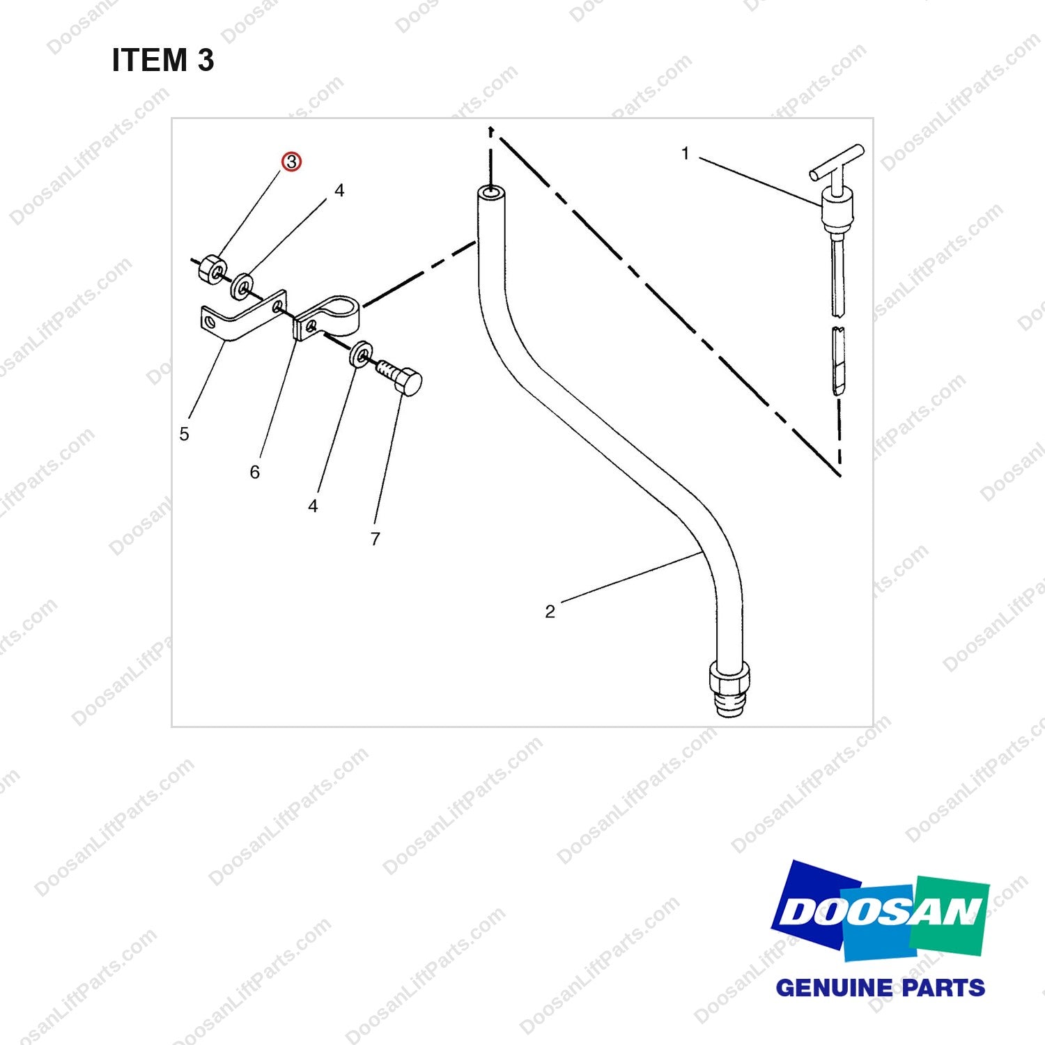 1D4716 GAUGE GP-OIL LEVEL - (DIPSTICK) - full parts diagram, item 3 marked - genuine Doosan / Bobcat forklift part