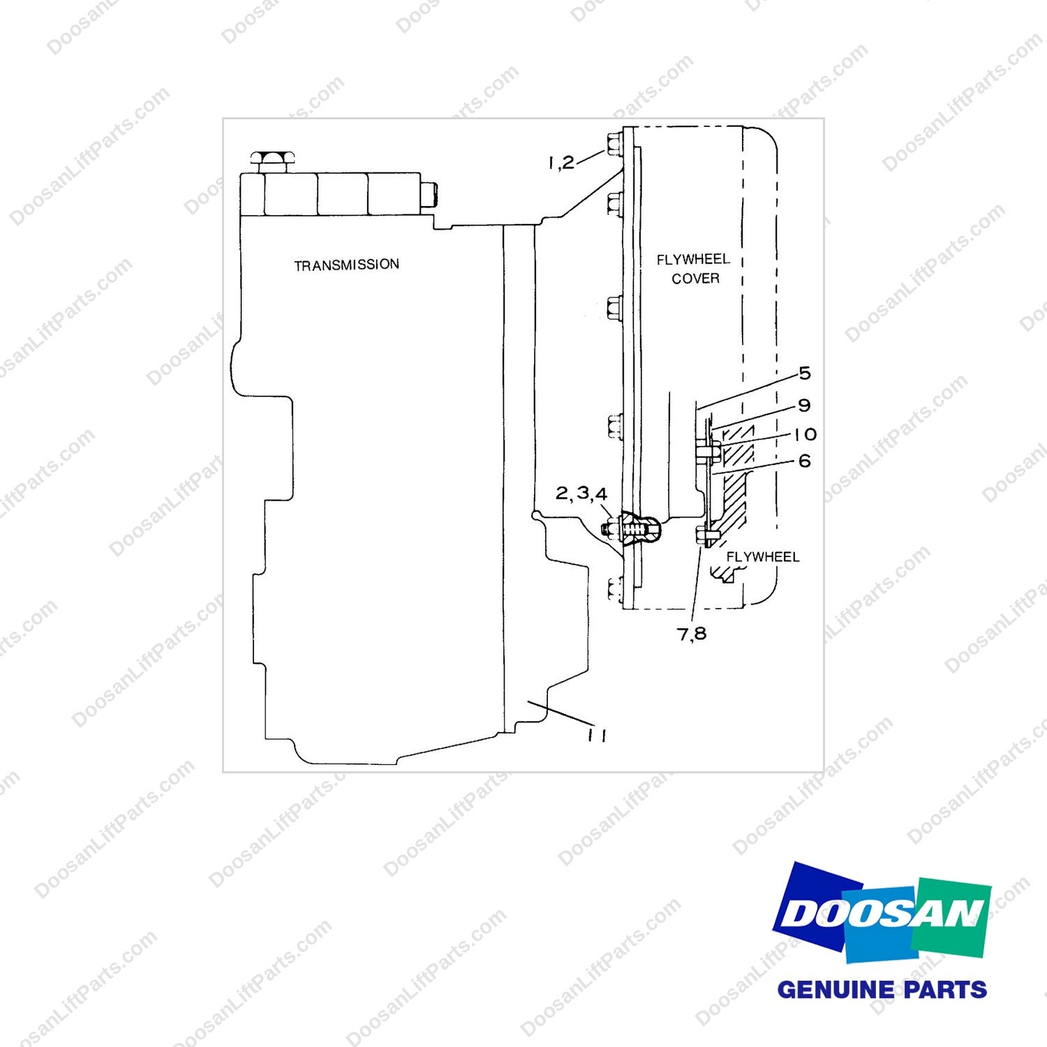 1D4717-10 TRANSMISSION MOUNTING - D45S(LC600) - full parts diagram - genuine Doosan / Bobcat forklift part