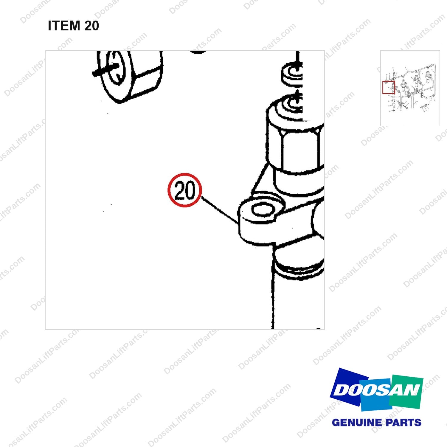 1W8205 LINES GP-FUEL INJECTION - parts diagram, item 20 shown - genuine Doosan / Bobcat forklift part