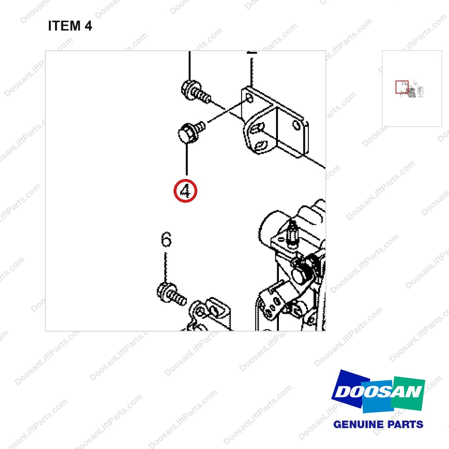 2.120-00136 Fuel Injection Pump Gp - parts diagram, item 4 shown - genuine Doosan / Bobcat forklift part