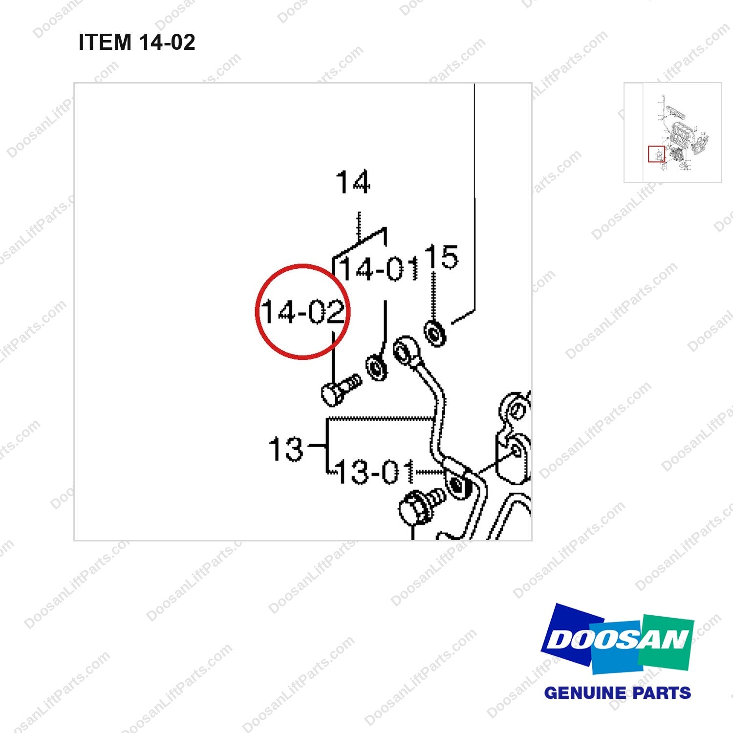 2.120-00258 LUB. Oil System Gp - parts diagram, item 14-02 shown - genuine Doosan / Bobcat forklift part