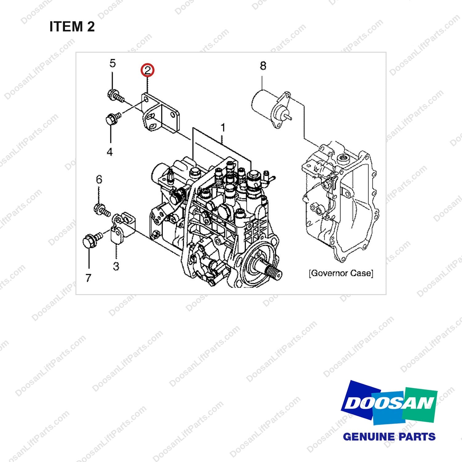2.223-00002 Fuel Injection Pump Gp - full parts diagram, item 2 marked - genuine Doosan / Bobcat forklift part