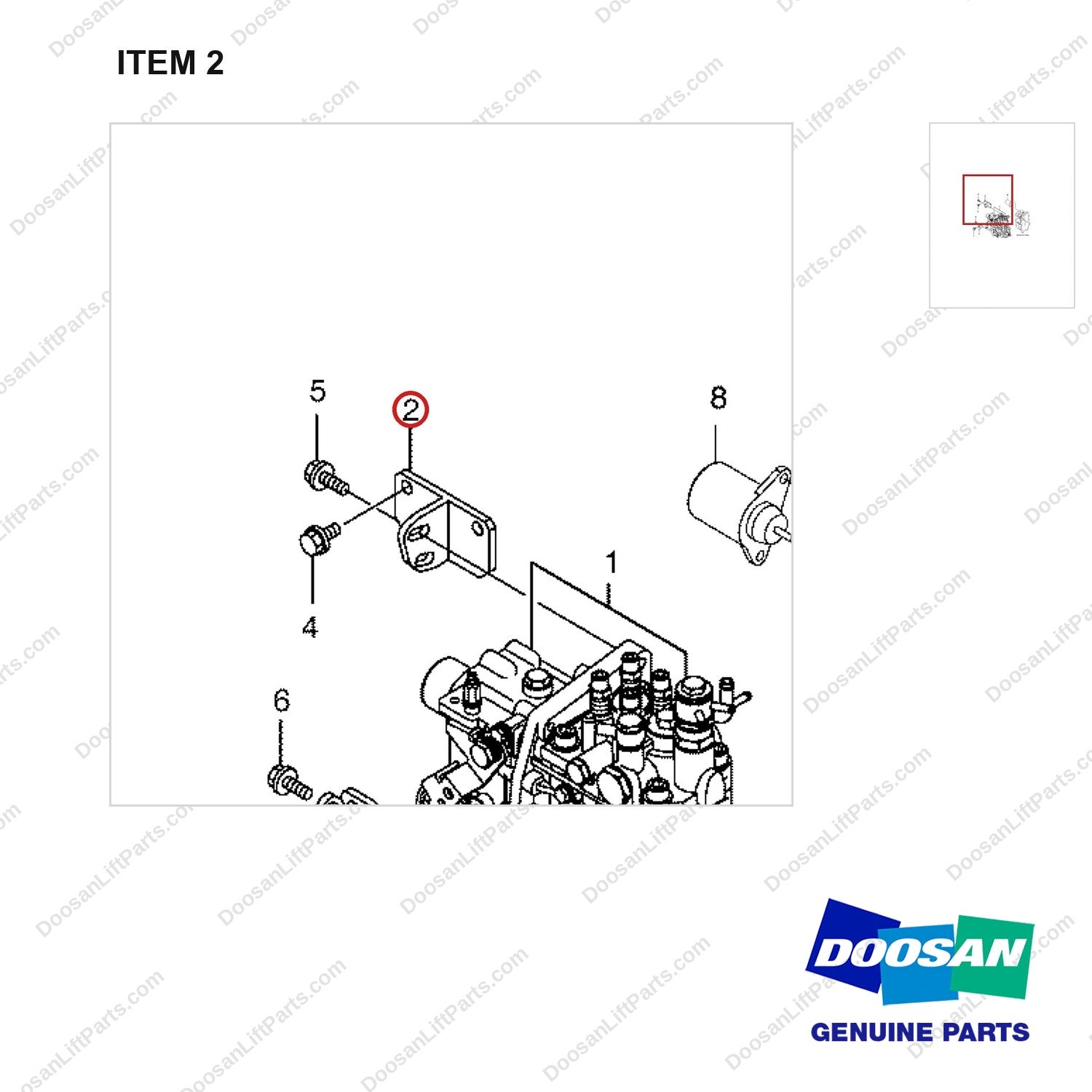 2.223-00002 Fuel Injection Pump Gp - parts diagram, item 2 shown - genuine Doosan / Bobcat forklift part