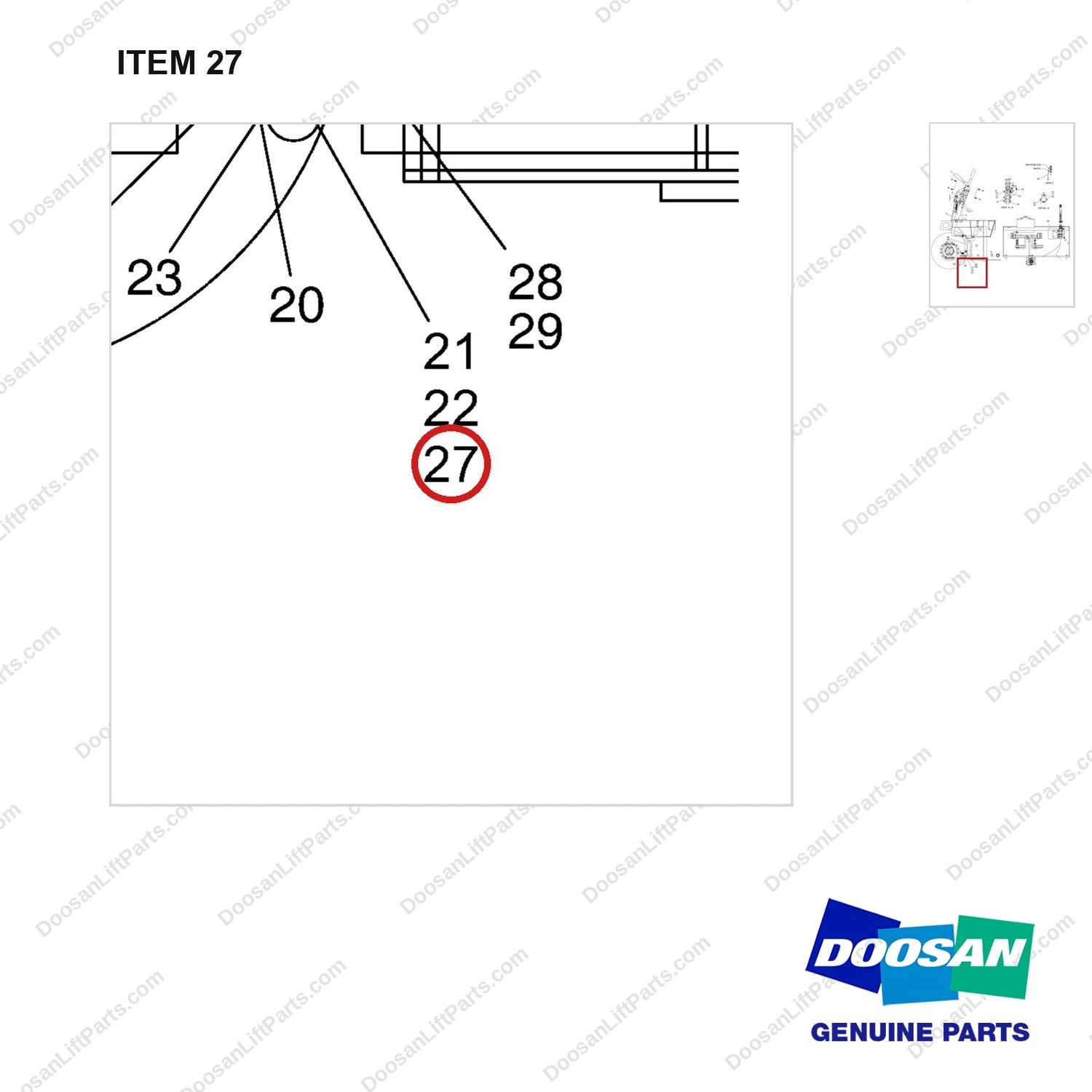 2123-1057D3 CONTROL GP-PARKING - parts diagram, item 27 shown - genuine Doosan / Bobcat forklift part
