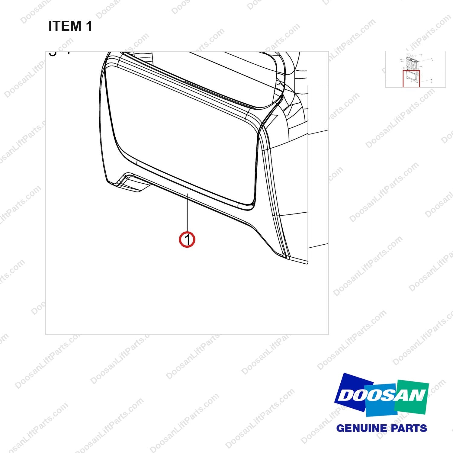 220104-00638 COVER;OPERATOR - parts diagram, item 1 shown - genuine Doosan / Bobcat forklift part
