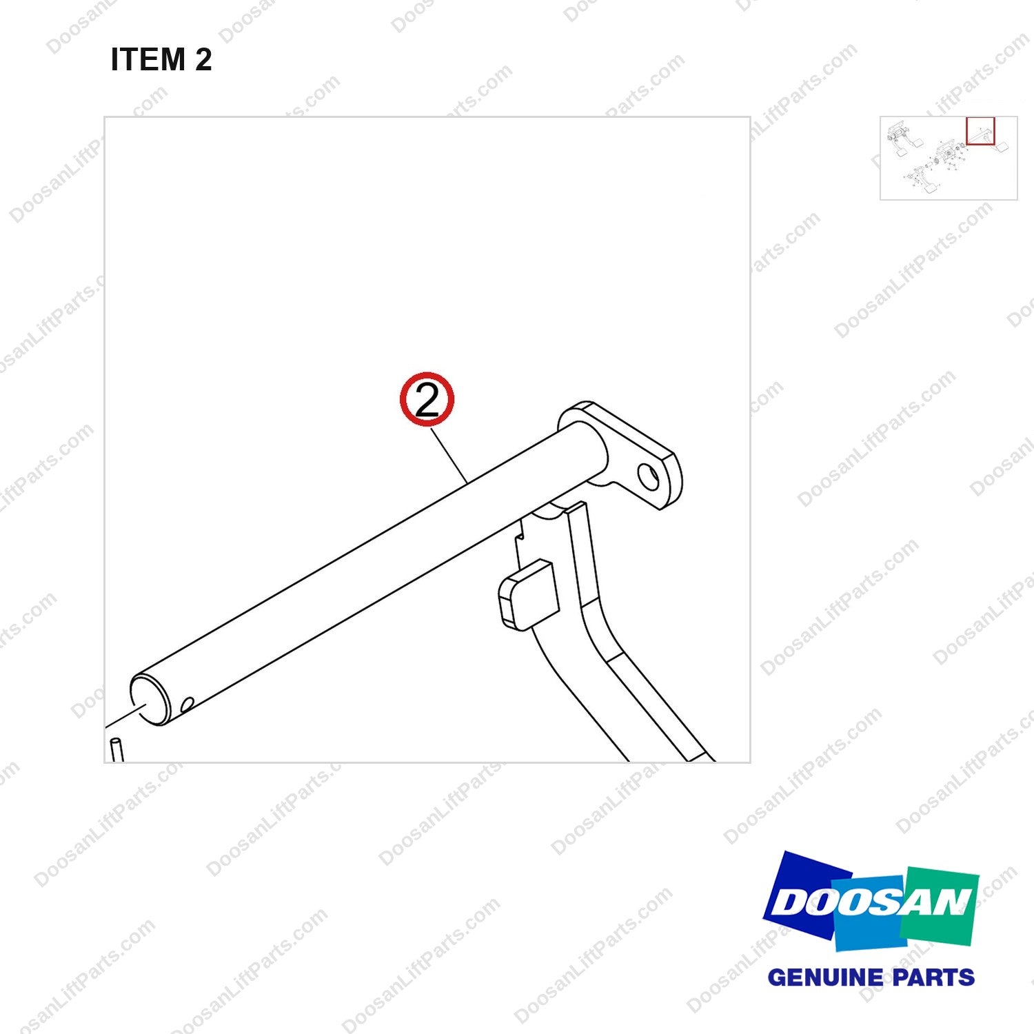 220105-00570 PEDAL ASSY;INCHING & BRAKE - parts diagram, item 2 shown - genuine Doosan / Bobcat forklift part