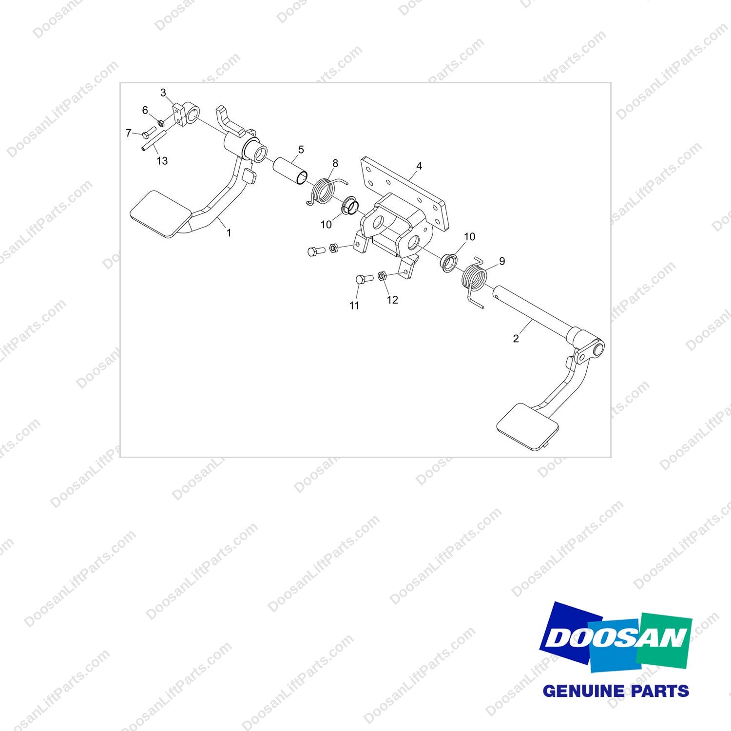 220105-00614 PEDAL ASSY;INCHING & BRAKE - full parts diagram - genuine Doosan / Bobcat forklift part