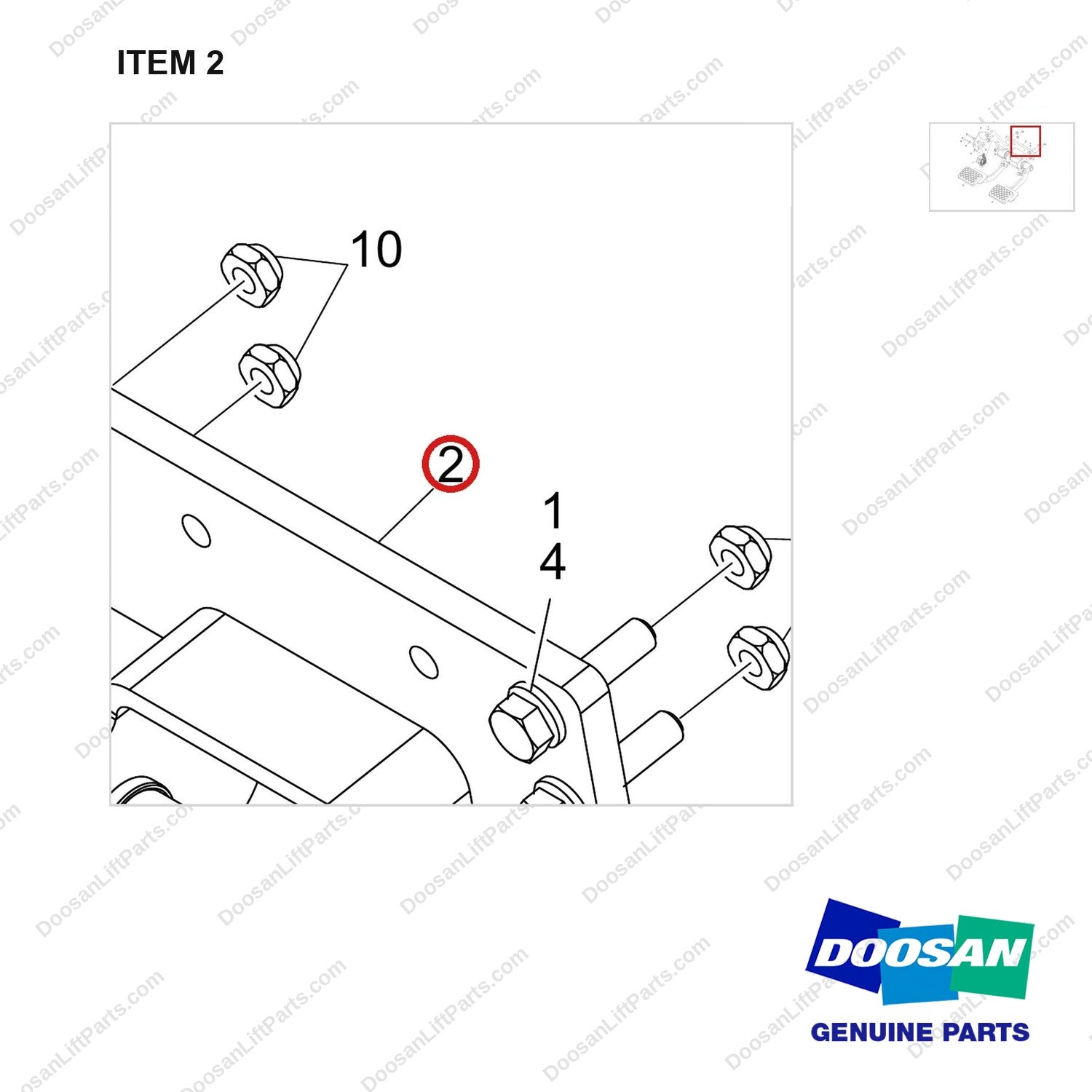 220105-00706 BRAKE AND INCHING PEDAL GP;NORMAL - parts diagram, item 2 shown - genuine Doosan / Bobcat forklift part