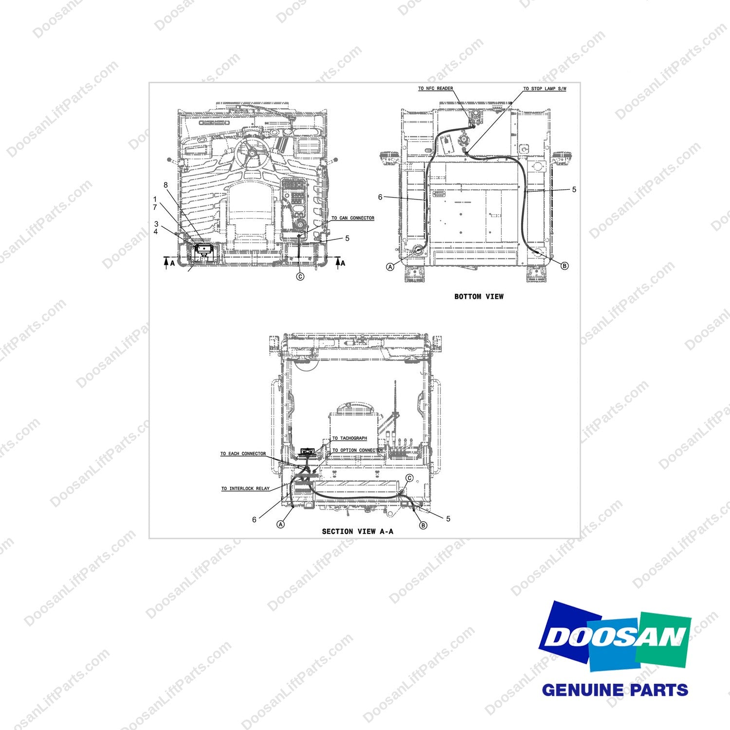 220204-00501 TACHOGRAPH GROUP;CABIN - full parts diagram - genuine Doosan / Bobcat forklift part