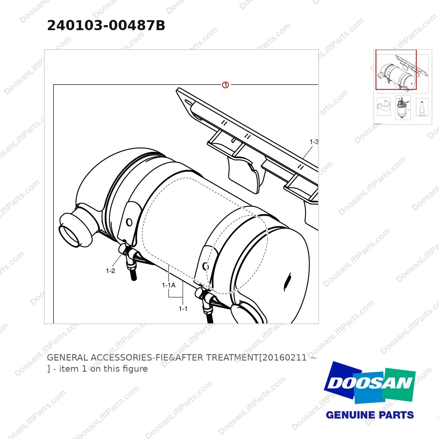 240103-00487B GENERAL ACCESSORIES-FIE&AFTER TREATMENT[20160211 ~ ] - parts diagram, item 1 shown - genuine Doosan / Bobcat forklift part