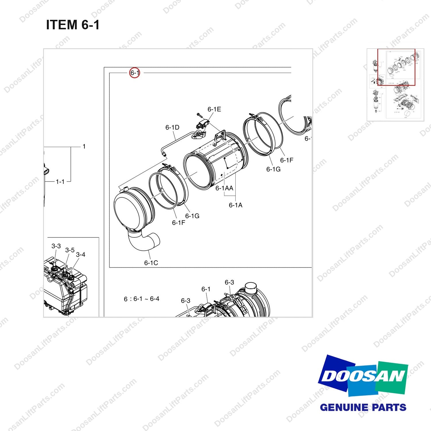 240103-02000A BUNDLE ACCESSORIES-FIE&AFTER TREATMENT - parts diagram, item 6-1 shown - genuine Doosan / Bobcat forklift part