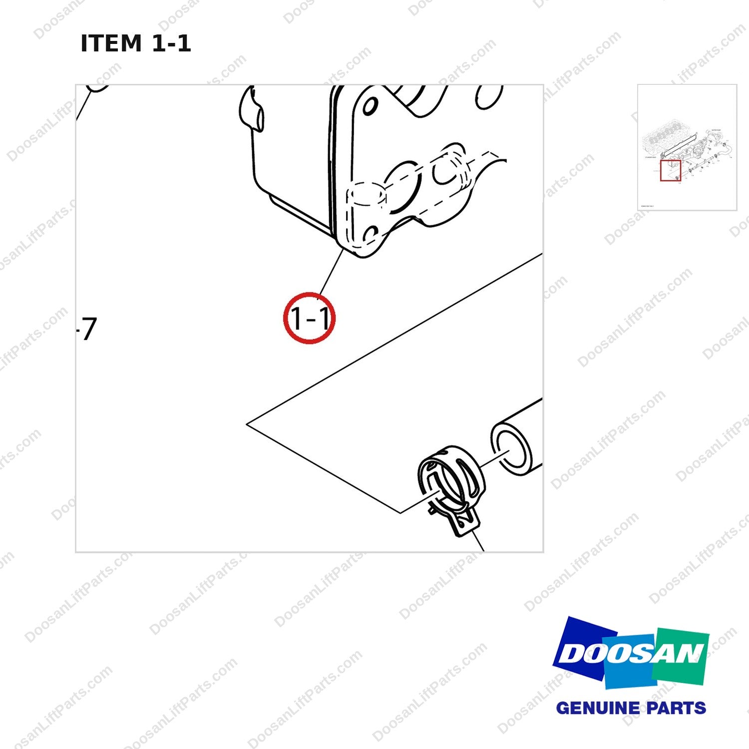 240203-00304D INTAKE MANIFOLD - parts diagram, item 1-1 shown - genuine Doosan / Bobcat forklift part