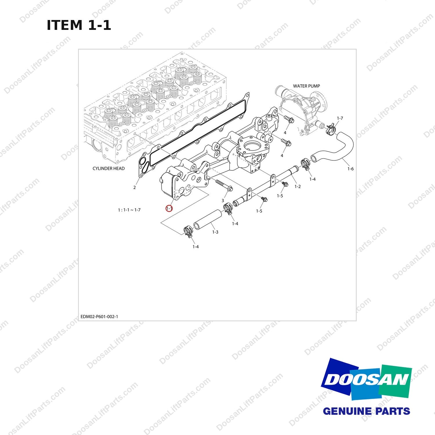240203-00304D INTAKE MANIFOLD - full parts diagram, item 1-1 marked - genuine Doosan / Bobcat forklift part