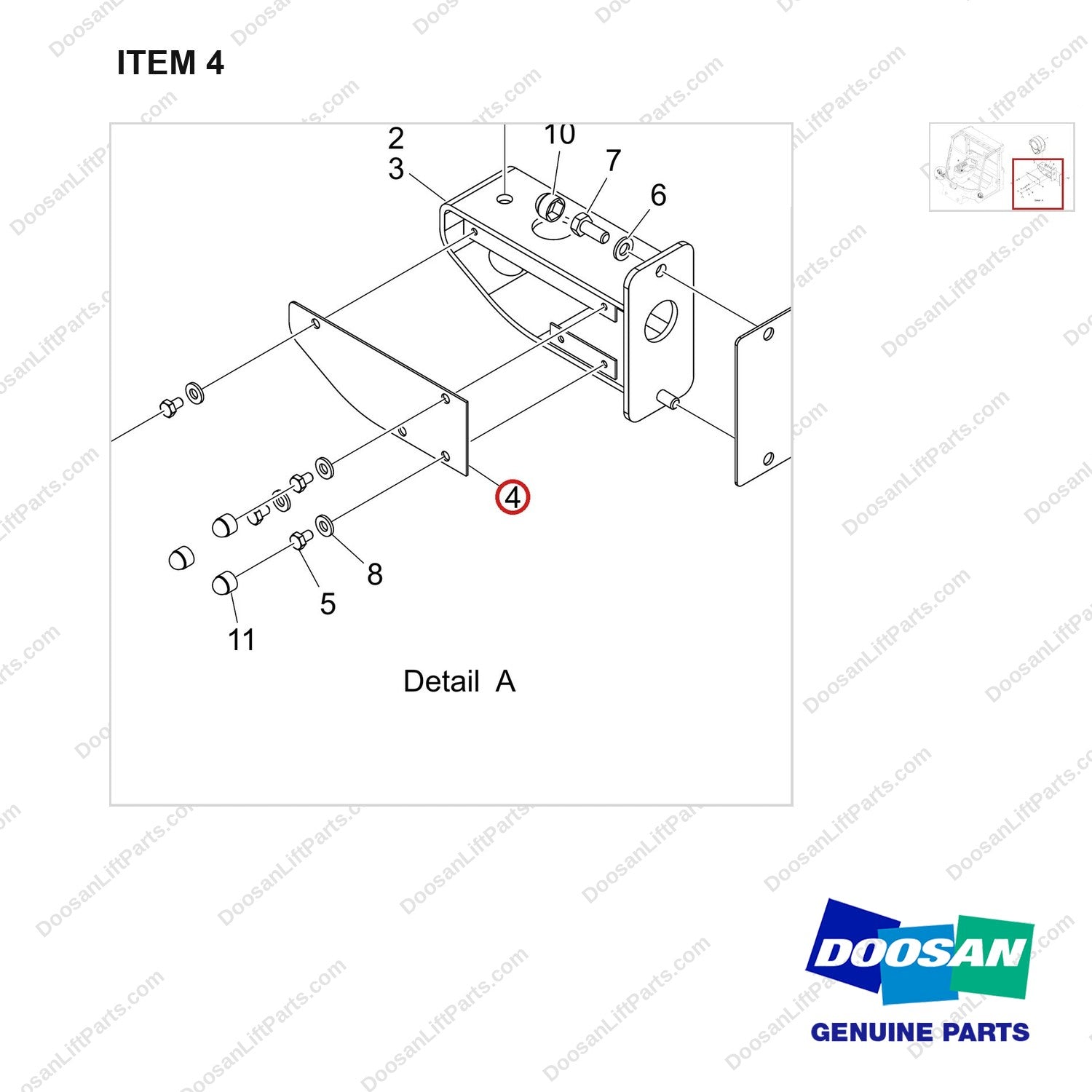 250105-02055 WORKING HEAD LAMP;LED ADDITIONER TWO,CAB - parts diagram, item 4 shown - genuine Doosan / Bobcat forklift part