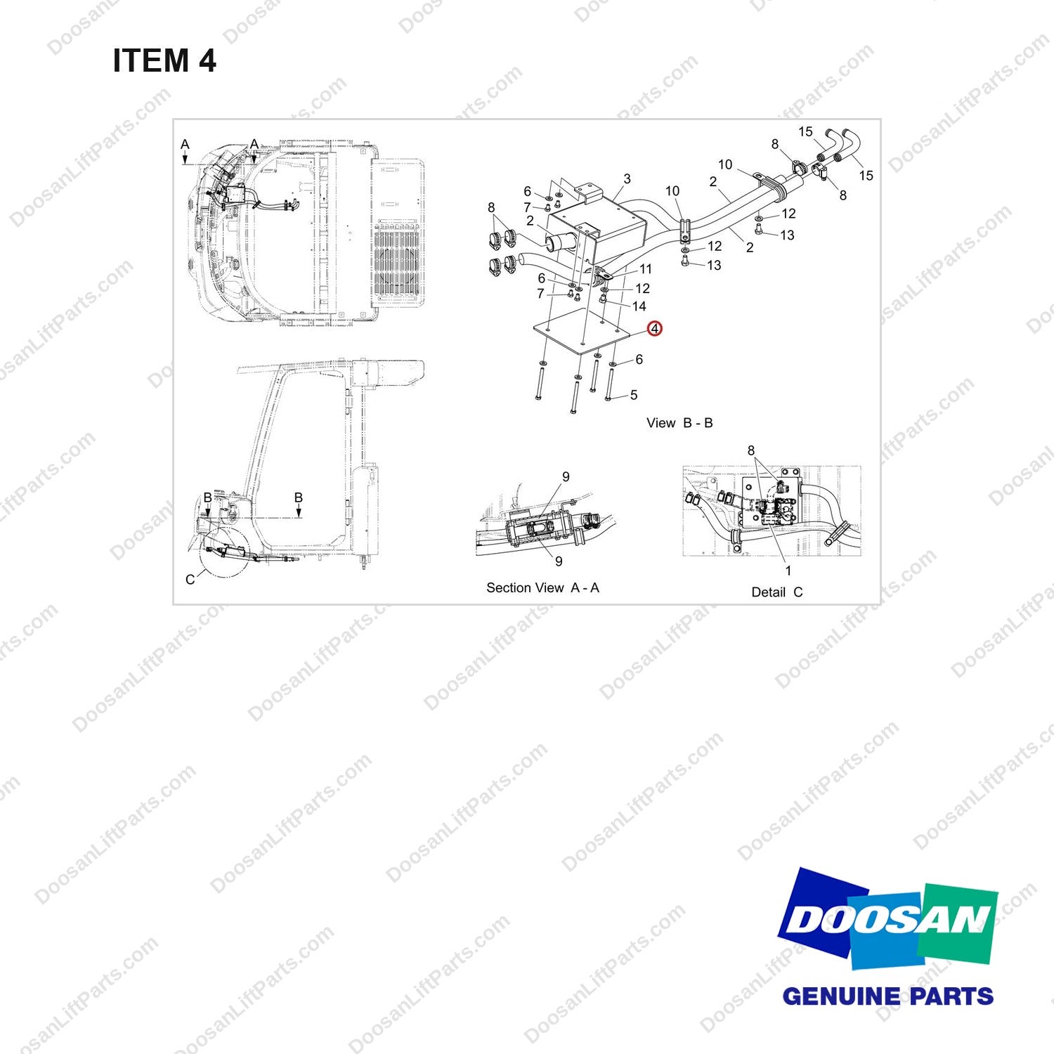 250105-02060 OPTION;WATER VALVE,18/25TON - full parts diagram, item 4 marked - genuine Doosan / Bobcat forklift part