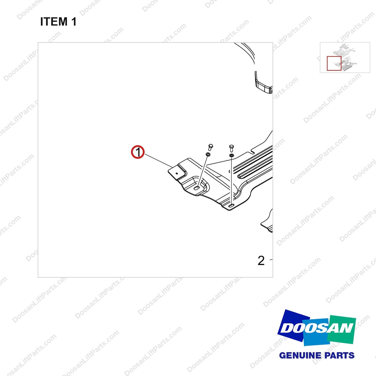 250106-01054 FLOOR PLATE GROUP;GC15,NEW GCT T3,NO LOG - parts diagram, item 1 shown - genuine Doosan / Bobcat forklift part