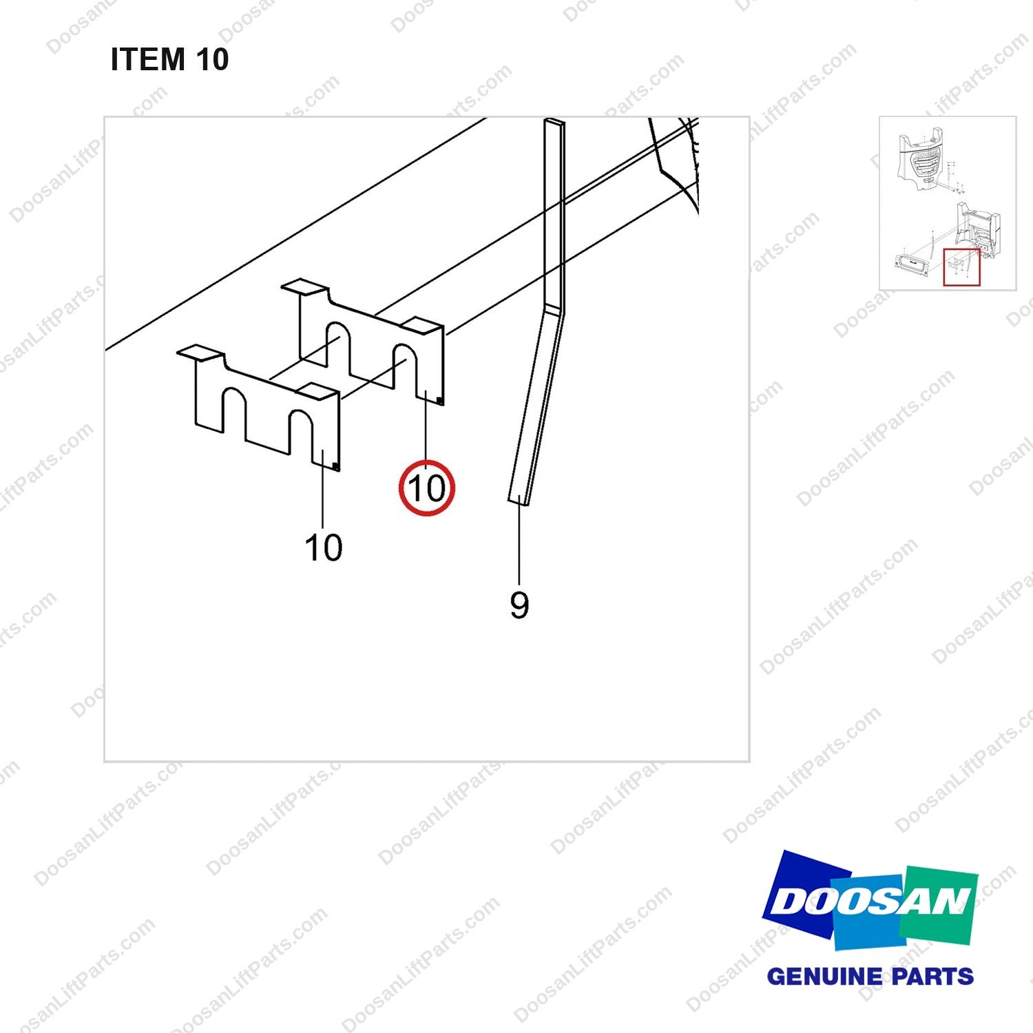 250121-00173 COUNTER WEIGHT;GC45S-9,BCS - parts diagram, item 10 shown - genuine Doosan / Bobcat forklift part