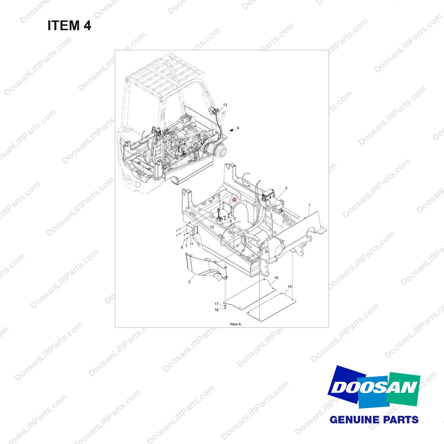 250127-01967 CH/OV AR-INFOLINK READY;BELLY PLATE - full parts diagram, item 4 marked - genuine Doosan / Bobcat forklift part
