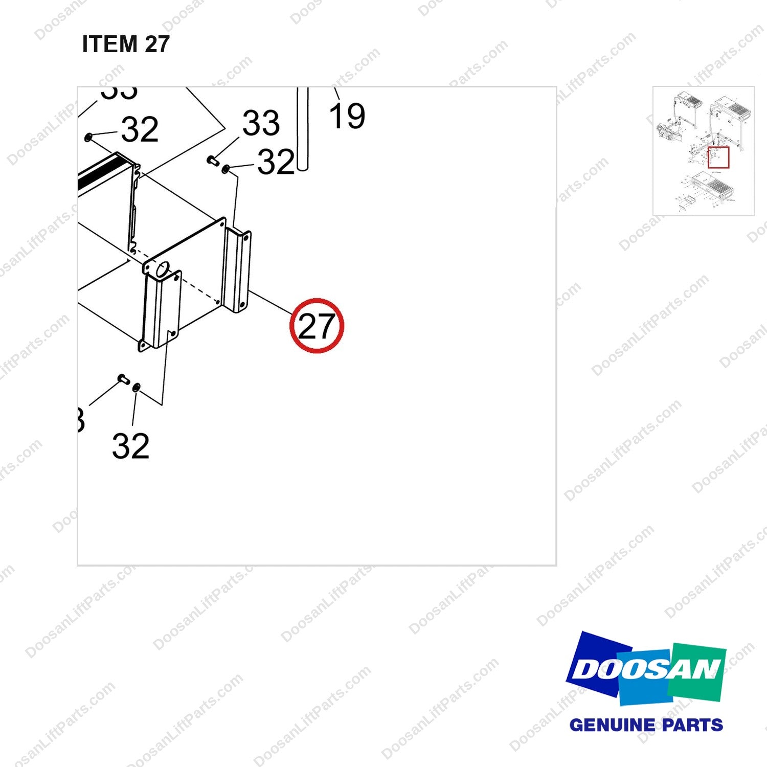 250127-02263 OPTION;HVAC SYSTEM - parts diagram, item 27 shown - genuine Doosan / Bobcat forklift part