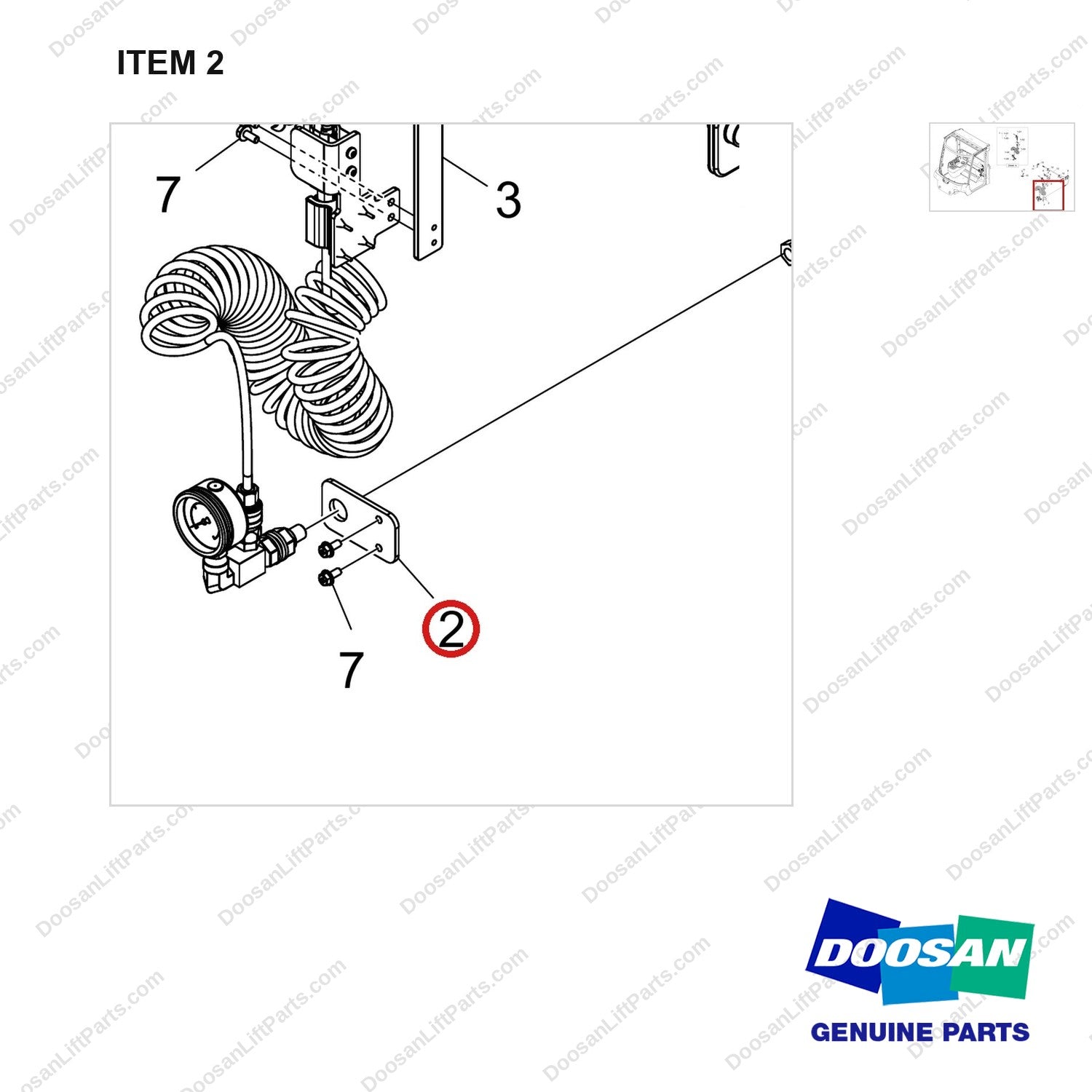 250127-02290 AIR GUN;CABIN - parts diagram, item 2 shown - genuine Doosan / Bobcat forklift part