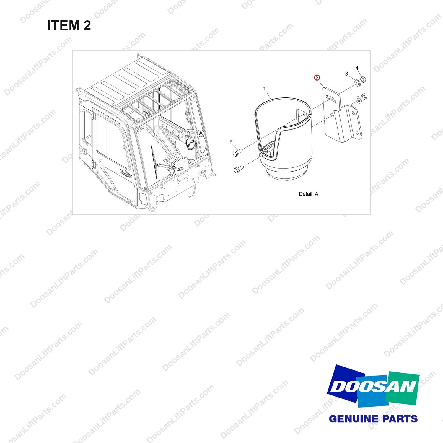 250127-02347 OPTION-CUP HOLDER;CABIN,LH - full parts diagram, item 2 marked - genuine Doosan / Bobcat forklift part