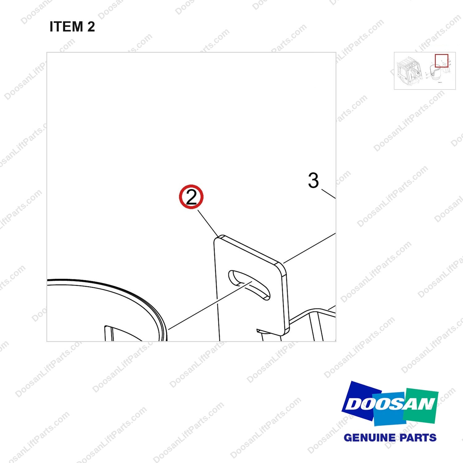 250127-02347 OPTION-CUP HOLDER;CABIN,LH - parts diagram, item 2 shown - genuine Doosan / Bobcat forklift part