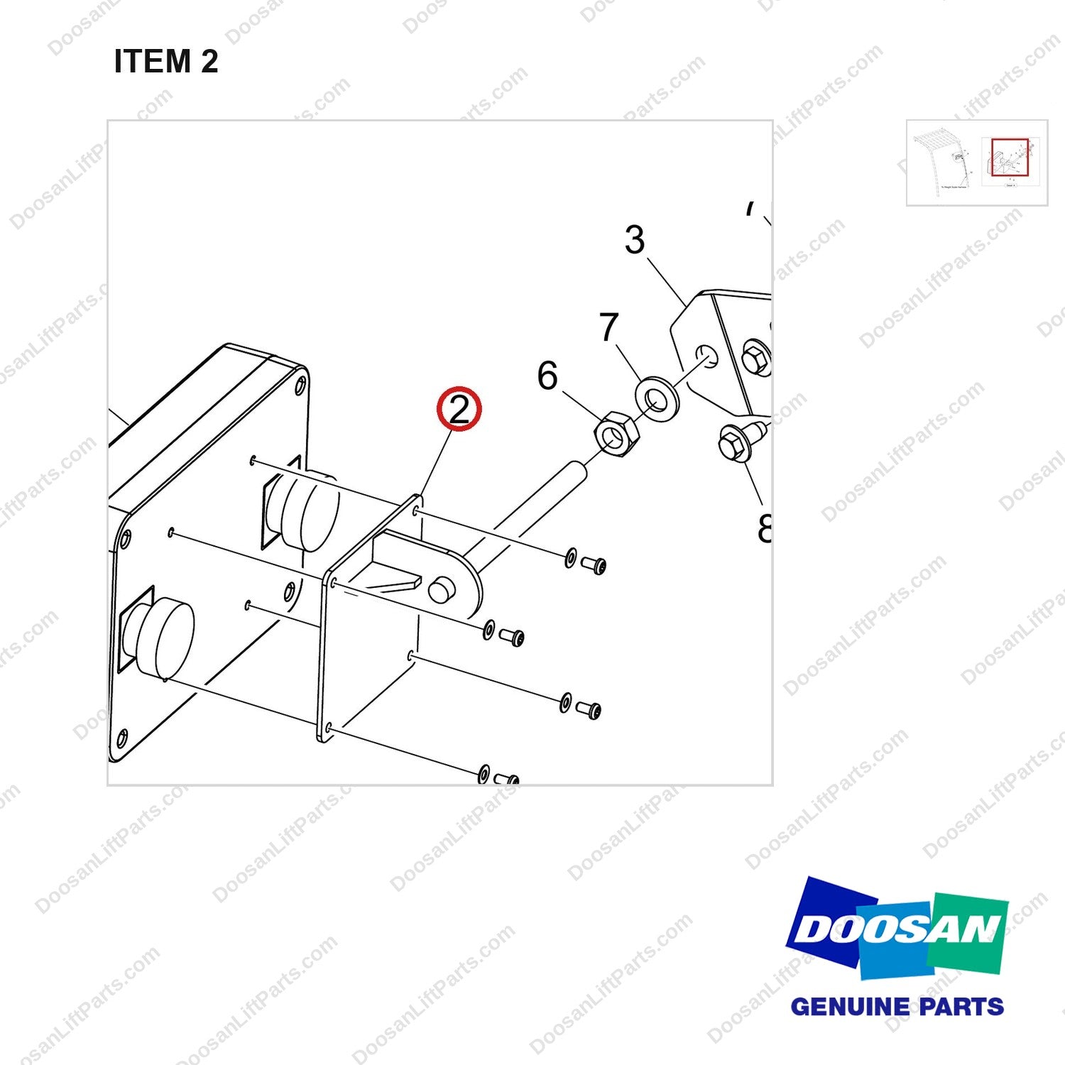 250127-02377 OPTION-WEIGHT SCALE;DISPLAY MOUNT - parts diagram, item 2 shown - genuine Doosan / Bobcat forklift part