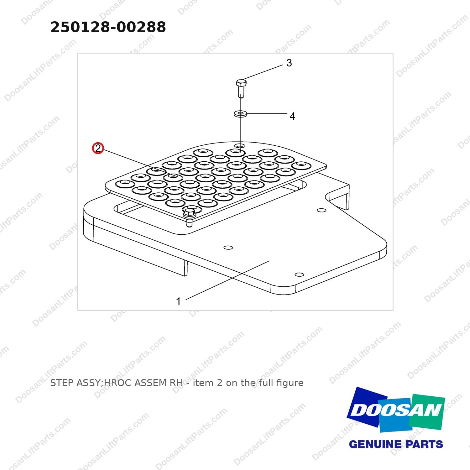 250128-00288 STEP ASSY;HROC ASSEM RH - full parts diagram, item 2 marked - genuine Doosan / Bobcat forklift part