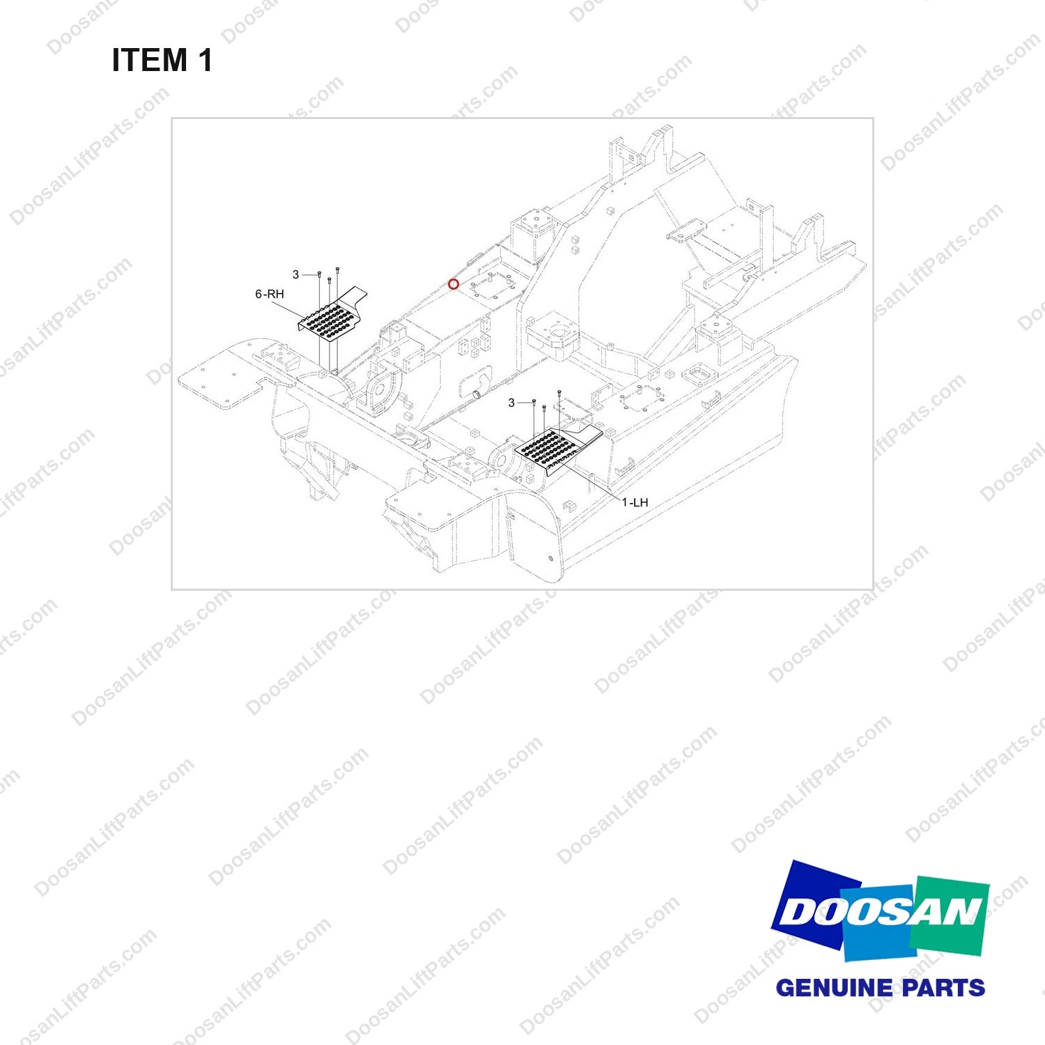 250128-00709 STEP PLATE GP;D40S-9 55KW - full parts diagram, item 1 marked - genuine Doosan / Bobcat forklift part