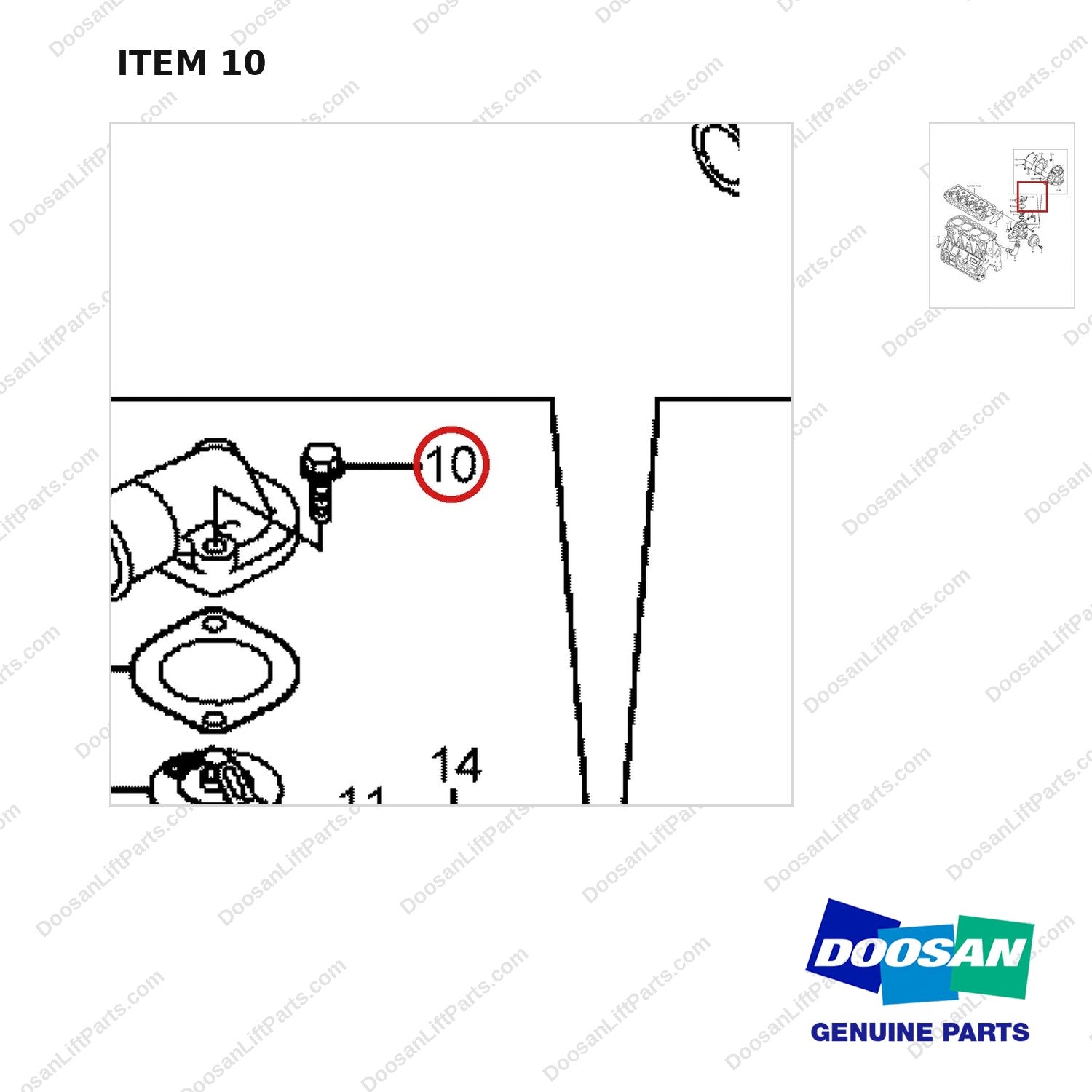 26106-080252 Cooling Water System Gp - parts diagram, item 10 shown - genuine Doosan / Bobcat forklift part