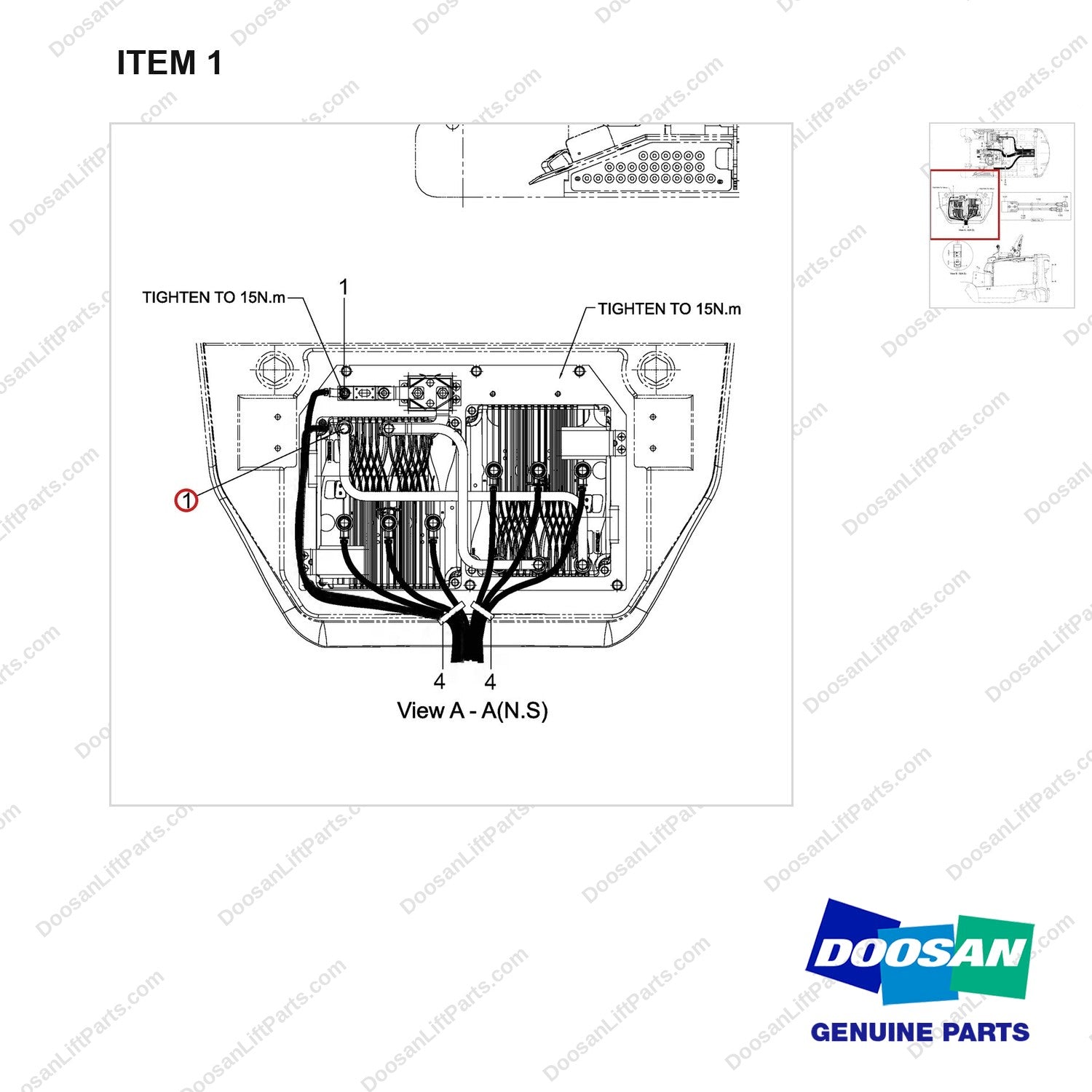 300203-01161 CONNECTOR GP;SB350 GRAY - parts diagram, item 1 shown - genuine Doosan / Bobcat forklift part