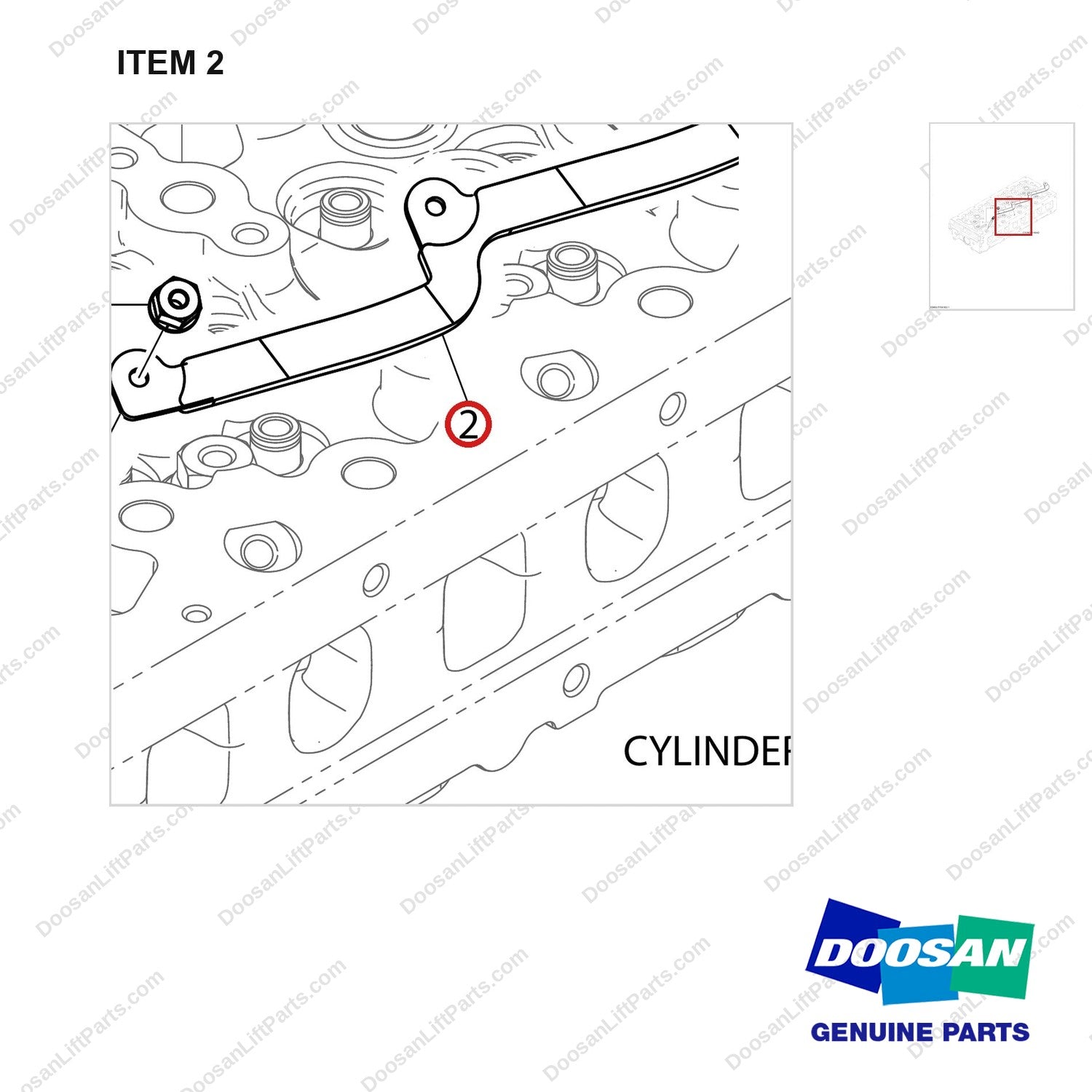 300203-01428A AIR HEATER RELAY & GLOW PLUG - parts diagram, item 2 shown - genuine Doosan / Bobcat forklift part