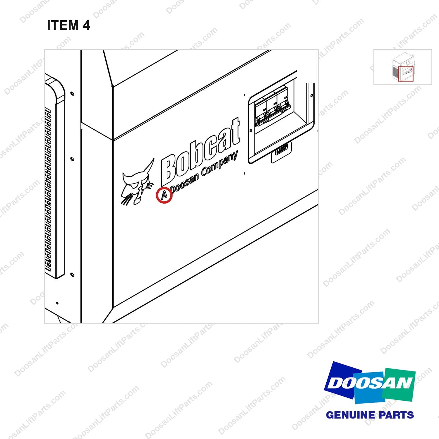 300434-00486 CHARGER;NA/110-220V/1P/48-80V/DIN320,L - parts diagram, item 4 shown - genuine Doosan / Bobcat forklift part