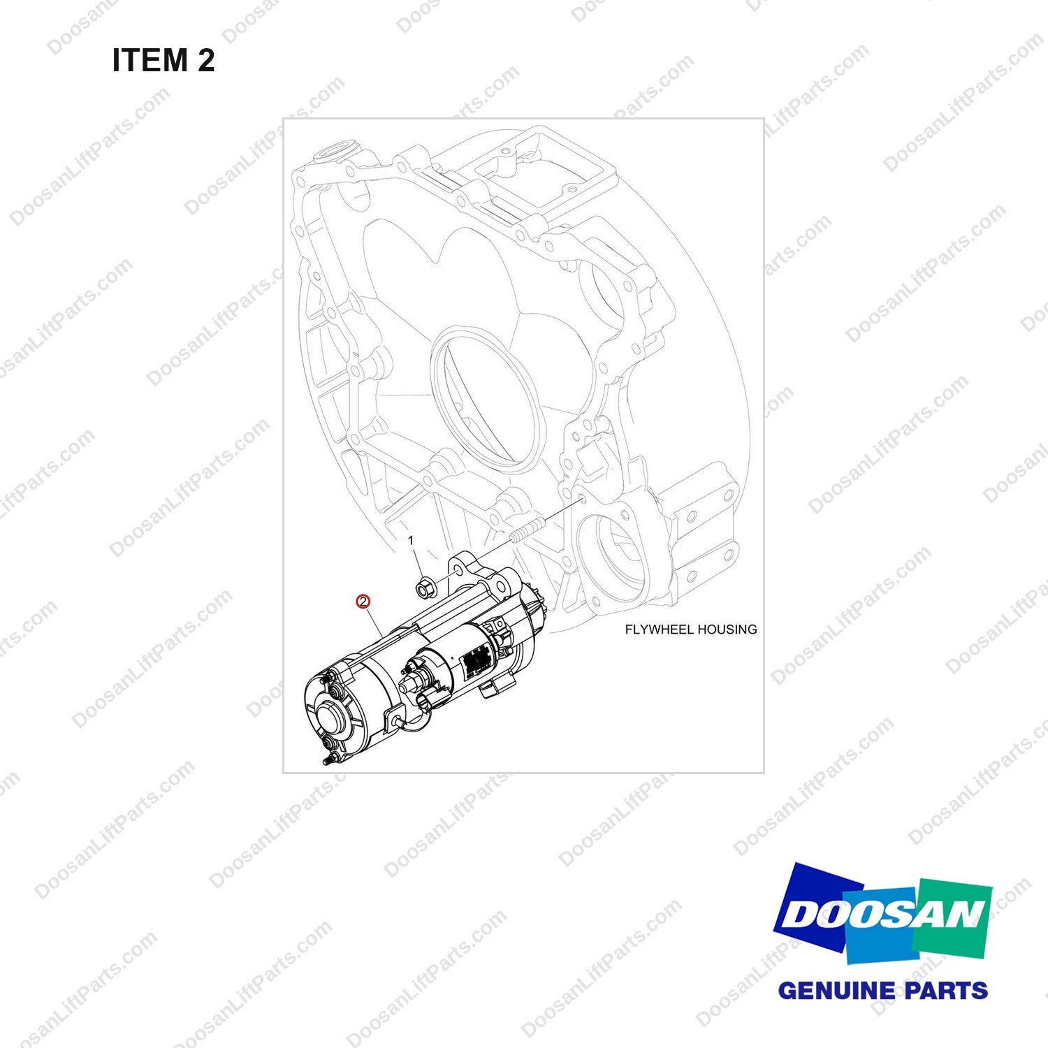300516-00132D STARTER ASSY;DN03,7/9TON - full parts diagram, item 2 marked - genuine Doosan / Bobcat forklift part