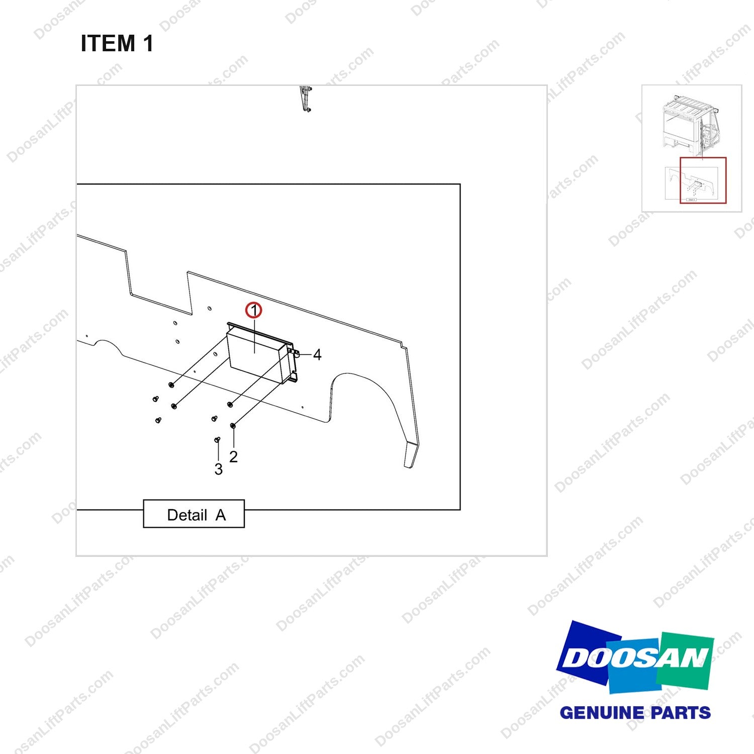 300611-01097 AUTO SHIFT CONTROLLER;PSI4.3L,2SPEED - parts diagram, item 1 shown - genuine Doosan / Bobcat forklift part